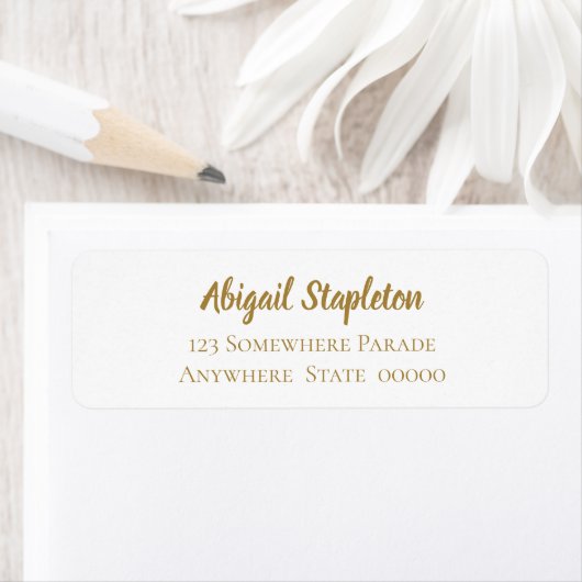 Modern Eenvoudig Goud en Wit Retouradreslabel Etiket (Insitu)