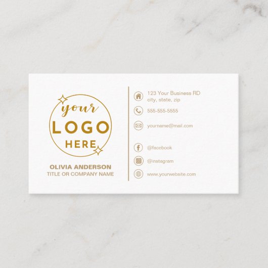 Modern Eenvoudig Goud Logo Aangepaste Iconen Socia Visitekaartje (Voorkant)