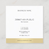 Modern Eenvoudig Goud Wit Professioneel Elegant Ko Vierkante Visitekaartje (Achterkant)