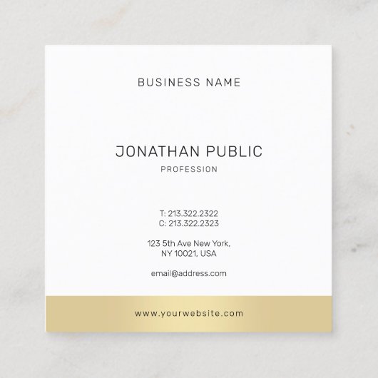 Modern Eenvoudig Goud Wit Professioneel Elegant Ko Vierkante Visitekaartje (Achterkant)