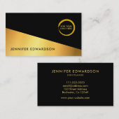 Modern eenvoudig goud zwart professioneel logo visitekaartje (Voorkant / Achterkant)