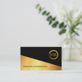 Modern eenvoudig goud zwart professioneel logo visitekaartje (Staand voorkant)