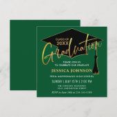 Modern Eenvoudig Gouden Groen Afstudeerfeest Kaart (Voorkant / Achterkant)