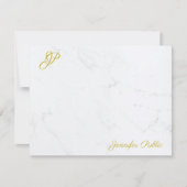 Modern eenvoudig gouden script Elegant Monogram vo Notitiekaartje (Voorkant)