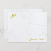 Modern eenvoudig gouden script Elegant Monogram vo Notitiekaartje (Voorkant / Achterkant)