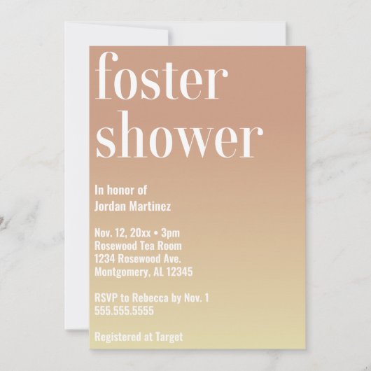 Modern Eenvoudig Gradiënt Foster Care Baby shower Kaart (Voorkant)