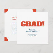 Modern Eenvoudig Graduation Party Rood en Blauw Vi Kaart (Voorkant / Achterkant)