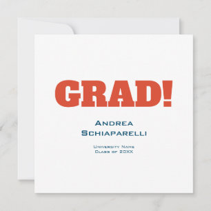 Modern Eenvoudig Graduation Party Rood en Blauw Vi Kaart