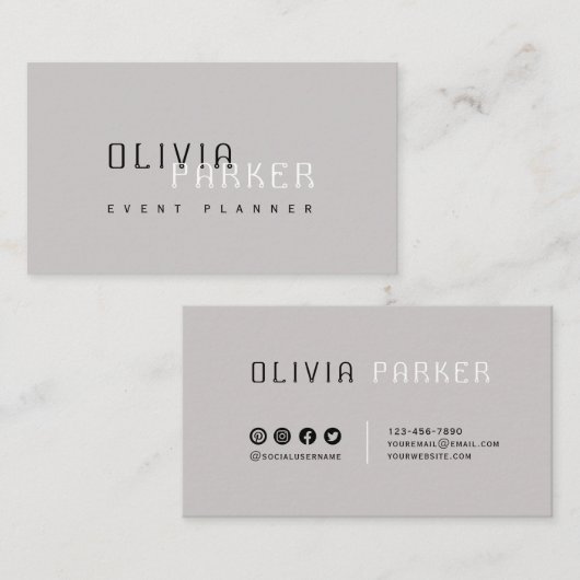 Modern eenvoudig grijs minimalistisch Visitekaartj Visitekaartje (Voorkant / Achterkant)