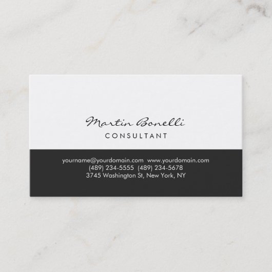 Modern eenvoudig grijs wit consultant Visitekaartj Visitekaartje (Voorkant)