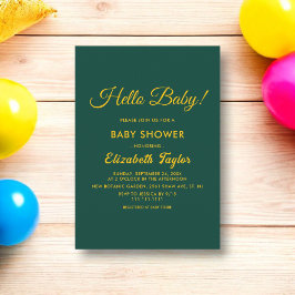 Modern eenvoudig groen en goud elegant Baby shower Kaart