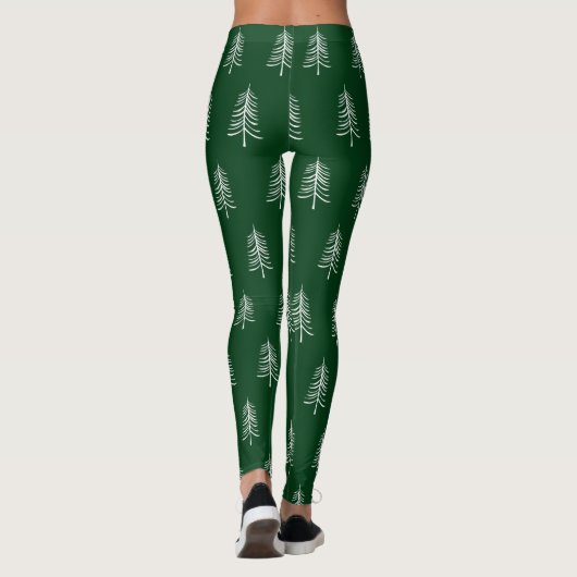 Modern eenvoudig groen kerstboompatroon leggings (Achterkant)