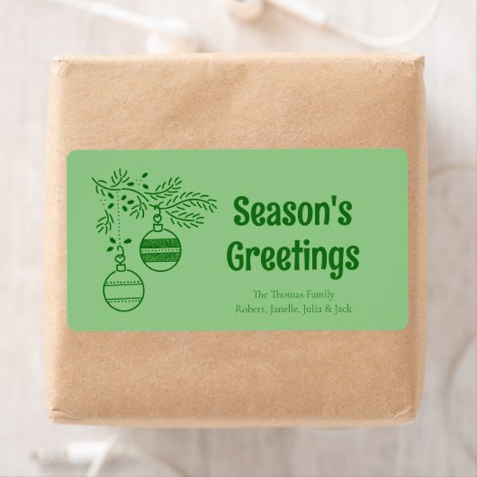 Modern Eenvoudig Groen Kerstmis Vakantie Familie G Etiket (Insitu)