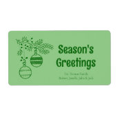 Modern Eenvoudig Groen Kerstmis Vakantie Familie G Etiket (Voorkant)