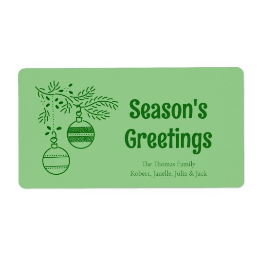 Modern Eenvoudig Groen Kerstmis Vakantie Familie G Etiket (Voorkant)