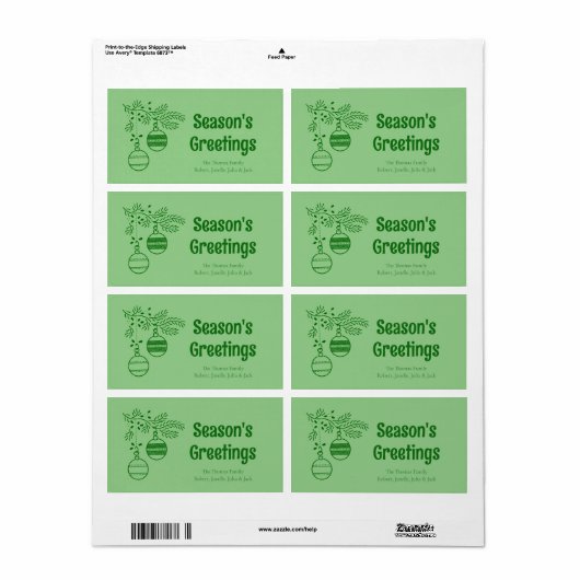 Modern Eenvoudig Groen Kerstmis Vakantie Familie G Etiket (Full Sheet)