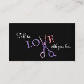 modern, eenvoudig haarstijllijstje zwarte roze visitekaartje (Voorkant)