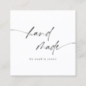 Modern eenvoudig handgemaakt script zwart wit vierkante visitekaartje (Voorkant)