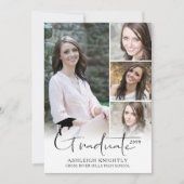 Modern eenvoudig handgeschreven Afstuderen 5 foto Aankondiging (Voorkant)