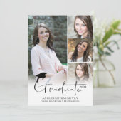 Modern eenvoudig handgeschreven Afstuderen 5 foto Aankondiging (Staand voorkant)