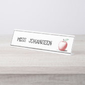Modern Eenvoudig Handgetekende Apple Schattige Tea Bureau Naambordje (Voorkant)
