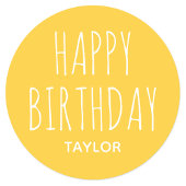 Modern Eenvoudig Happy Birthday Sticker Geel