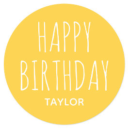 Modern Eenvoudig Happy Birthday Sticker Geel