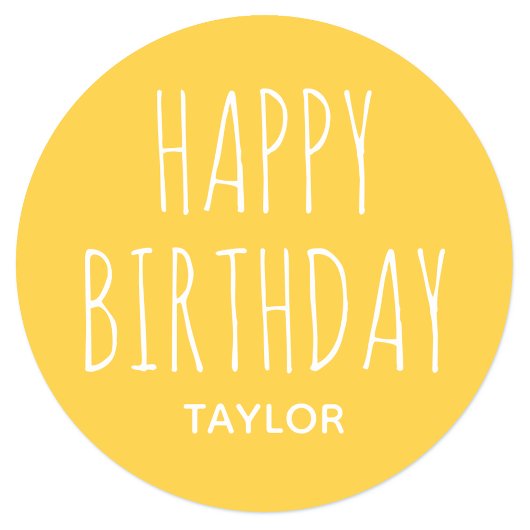 Modern Eenvoudig Happy Birthday Sticker Geel
