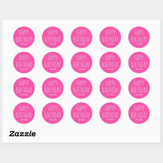 Modern Eenvoudig Happy Birthday Sticker Roze (Vel)