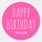 Modern Eenvoudig Happy Birthday Sticker Roze (Voorkant)