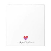 Modern eenvoudig hartscript notitieblok (Voorkant)