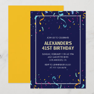 Modern Eenvoudig Heren Confetti 41ste verjaardag Kaart