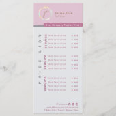 Modern eenvoudig holografisch monogram roze prijsl menu (Voorkant)