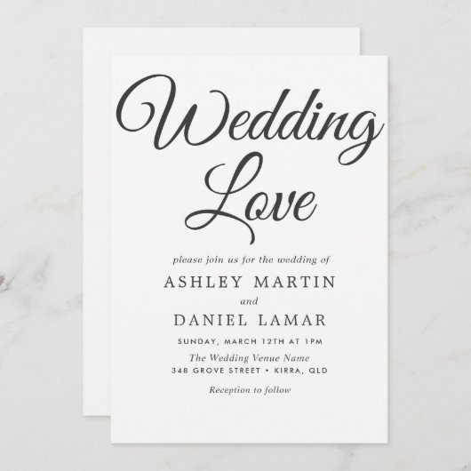 Modern Eenvoudig Huwelijk Zwart Wit Kaart (Voorkant / Achterkant)