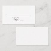 Modern eenvoudig huwelijk. Zwart-wit typografie Plaatskaartje (Voorkant / Achterkant)