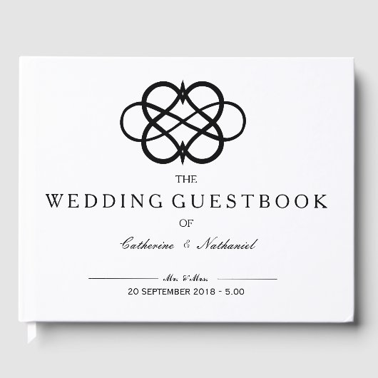 Modern eenvoudig Infinity Heart Wedding gastenboek (Voorkant)