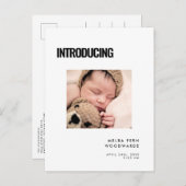 Modern eenvoudig Introductie Geboorte foto Briefkaart (Voorkant / Achterkant)