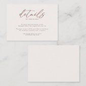 Modern Eenvoudig Ivoor Taupe Bruiloft Details Informatiekaartje (Voorkant / Achterkant)