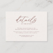 Modern Eenvoudig Ivoor Taupe Bruiloft Details Informatiekaartje (Voorkant)