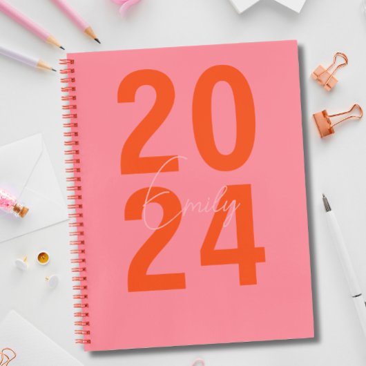 Modern eenvoudig jaar + naam notitieboek