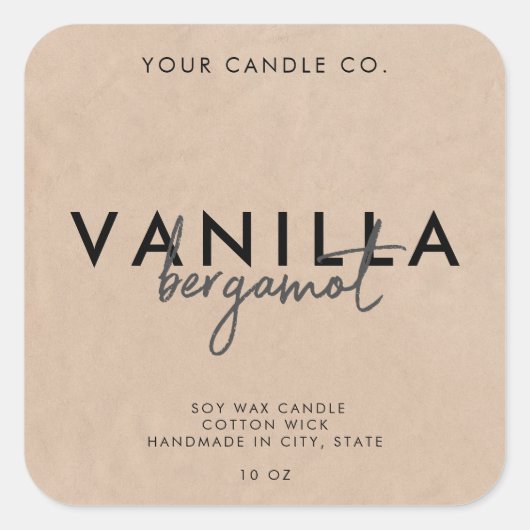 Modern eenvoudig kaarsenlabel voor roestkraft vierkante sticker (Voorkant)