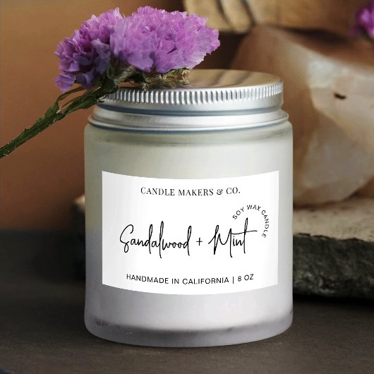 Modern Eenvoudig Kaarsverpakkingscript Logo Rechthoekige Sticker