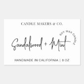 Modern Eenvoudig Kaarsverpakkingscript Logo Rechthoekige Sticker (Voorkant)