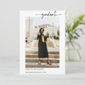 Modern eenvoudig kalligrafie foto afstuderen kaart (Staand voorkant)