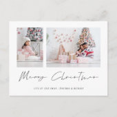 Modern Eenvoudig Kerstmis met 2 foto's Feestdagenkaart (Voorkant)