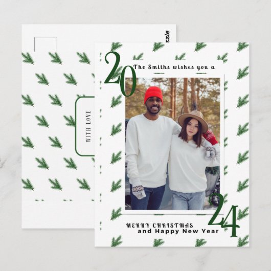 Modern eenvoudig kerstpaar Briefkaart (Voorkant / Achterkant)