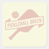 Modern Eenvoudig Klassiek Blush Roze Pickleball Qu Vierkante Sticker (Voorkant)