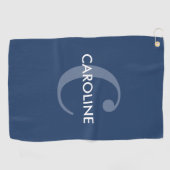 Modern eenvoudig klassiek Initiaal marineblauw Golfhanddoek (Horizontaal)
