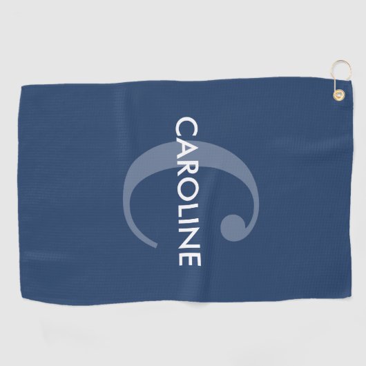 Modern eenvoudig klassiek Initiaal marineblauw Golfhanddoek (Horizontaal)