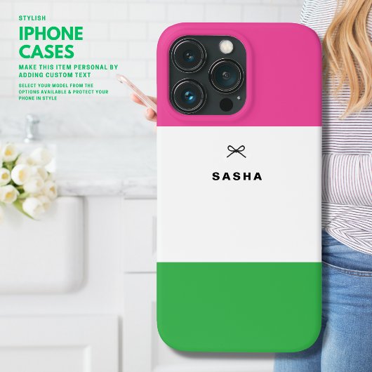 Modern Eenvoudig Kleurenblok Roze en Groen met Boo Case-Mate iPhone Case